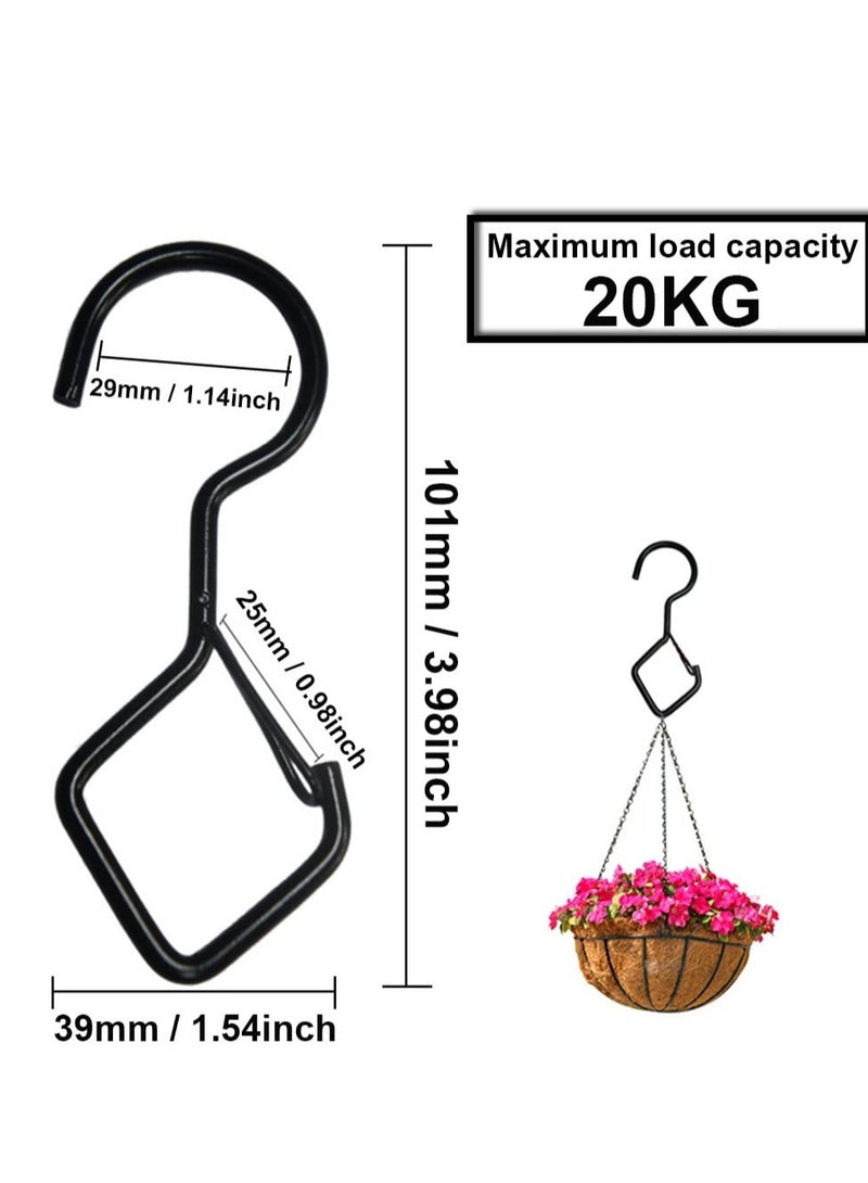15 Pcs S Hooks for Hanging, 4 Inch Metal S Hooks, Heavy Windproof Hooks with Safety Buckles, Suitable for Hanging Plants, Clothes, Kitchen Utensil, Pots and Pans (Black) - Image 2